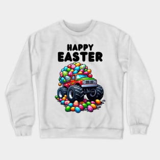 Happy Easter Monster Truck Easter Eggs Toddler Boys Crewneck Sweatshirt